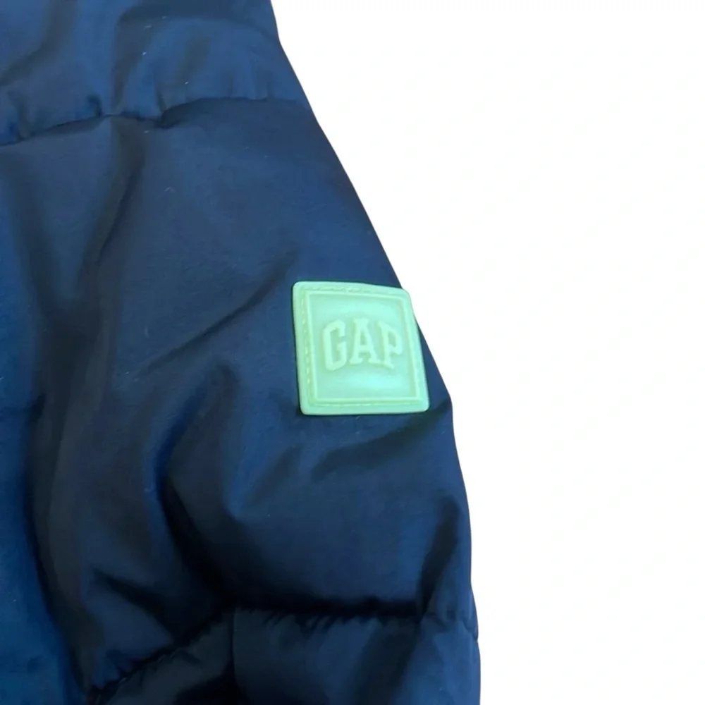Gap kids Black Puffer Coat Boys Size XXL Fleece Lined Hood Neon Green Interior